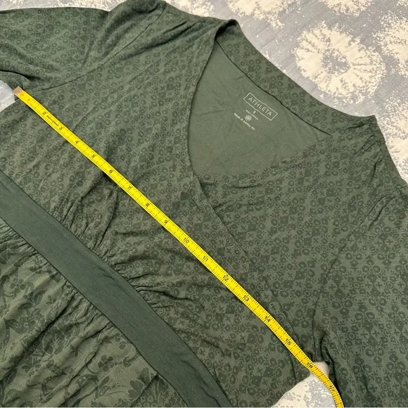 NWT Athleta faux-wrap dress in green floral print, size S - Picture 8 of 11